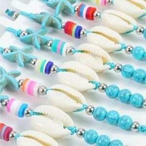 Costal Shell and Turquoise Starfish with Turquoise and Multicolored Beads